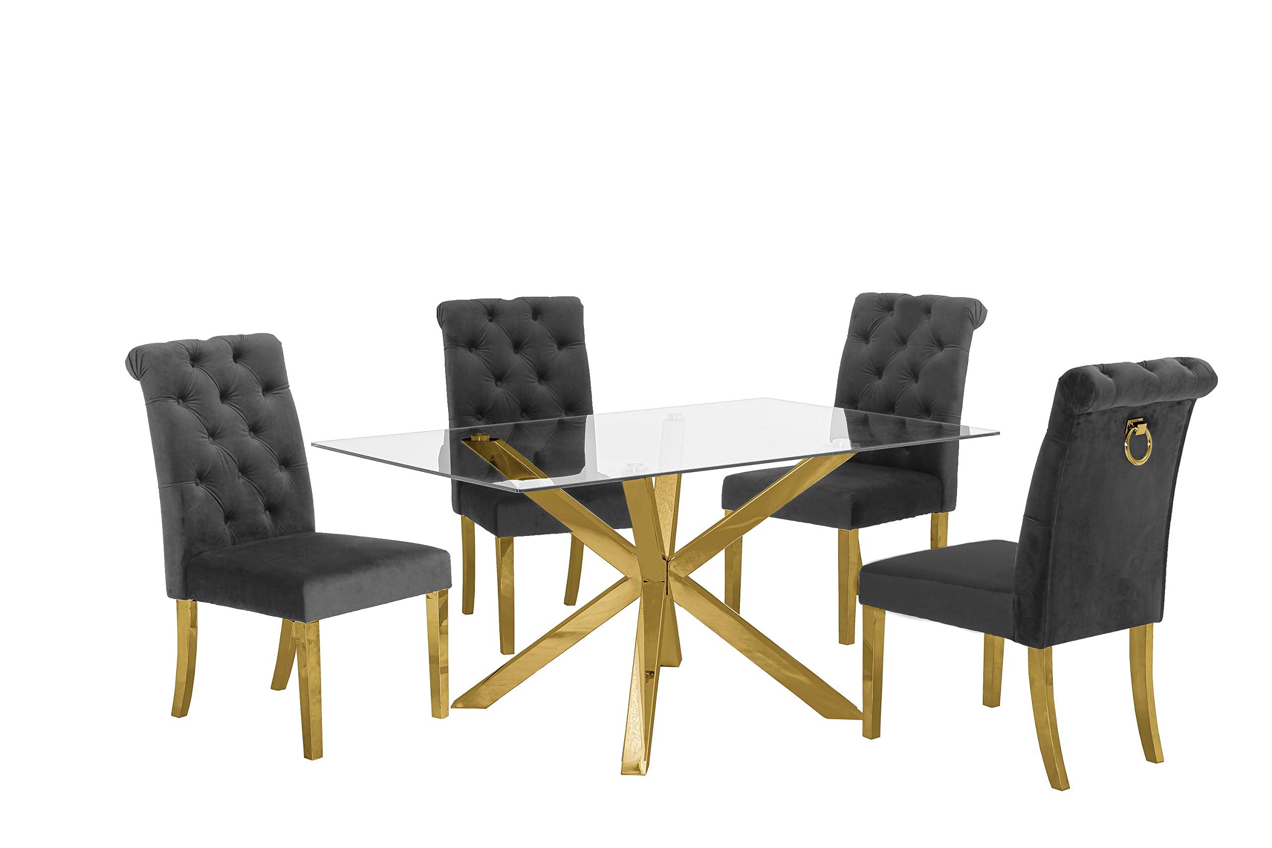 Furniture D61-4Sc140 Dining Set, Gray